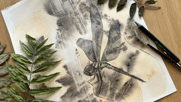 Dragonfly – Insects on Ecoprint Serie #1  / 265x290mm // unframed - SOLD - Image 2